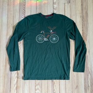 Boden‎ Mens Green Long Sleeve Bike with Antlers Graphic T-Shirt